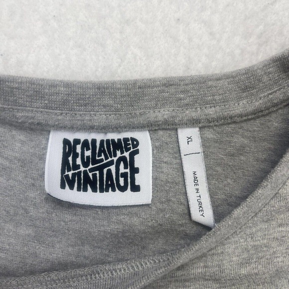 RECLAIMED VINTAGE Shirt Mens XL Gray Black Short Sleeve Front Pocket - Picture 9 of 12